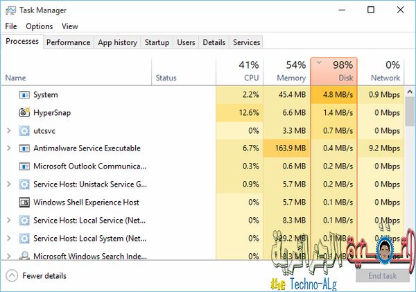 صورة لـ شرح لأفضل الخطوات التي تساعدك في تسريع الويندوز 10 | windows_10_disk_activity-DzTechs