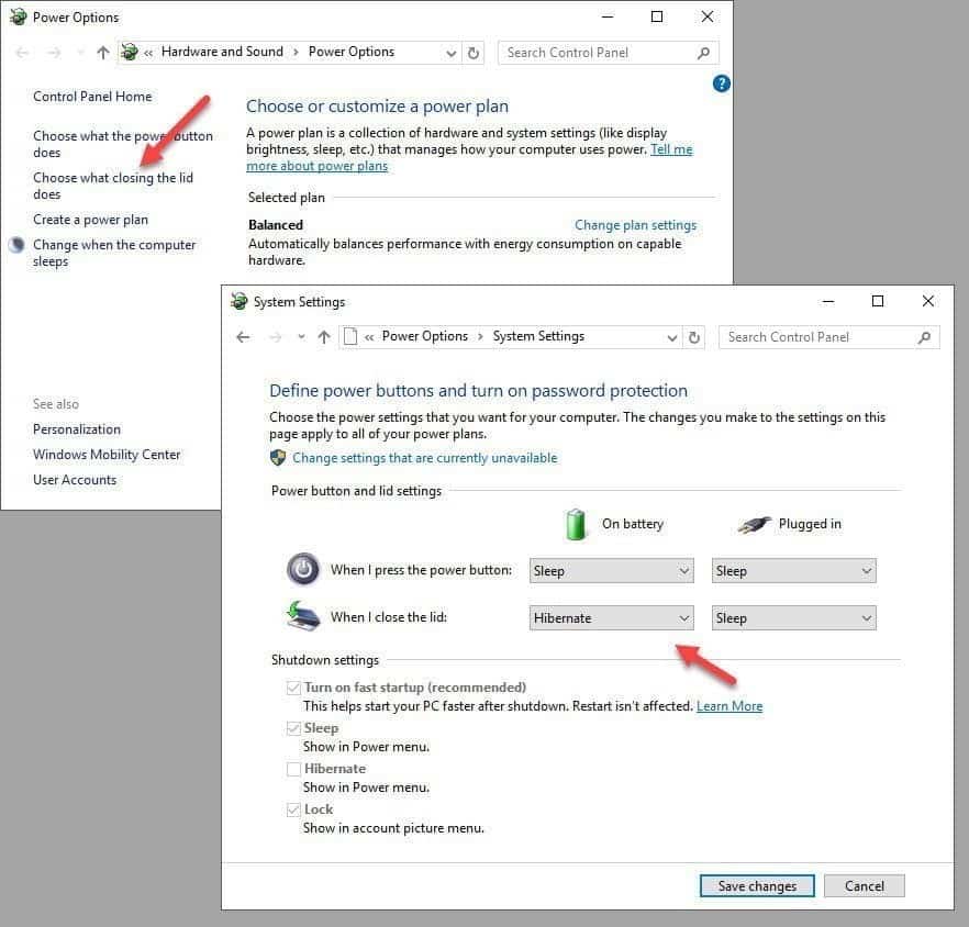 صورة لـ أسرار ويندوز 10: حافظ على اللابتوب الخاص بك من الاستيقاظ في حقيبة سفرك | power-options-close-lid-DzTechs