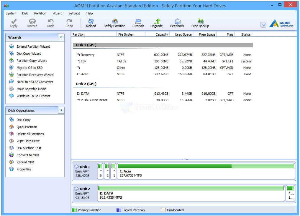 صورة لـ النسخة الجديدة AOMEI Partition Assistant Standard 6.1 للتحكم الكامل بالهارد | partitionassthe-min-DzTechs