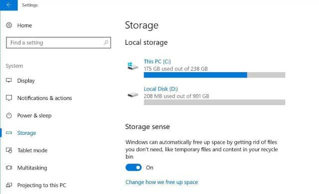 صورة لـ أفضل 10 ميزات وخصائص قادمة الى الويندوز 10 في التحديث الجديد | storage-sense-cropped-min