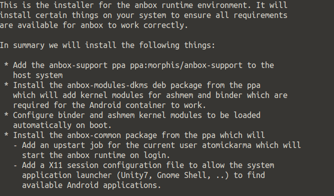 صورة لـ كيفية تشغيل تطبيقات وألعاب Android على Linux | muo-linux-android-anbox-install-warning-min