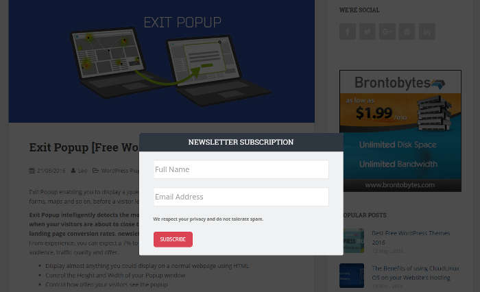 صورة لـ أفضل 7 إضافات لإضافة النوافذ المنبثقة إلى موقع ووردبريس بسهولة | WP-Modal-Window-06-Exit-Popup-DzTechs