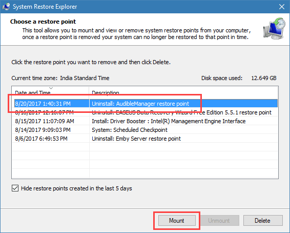 صورة لـ 3 من أفضل الأدوات لإدارة نقاط استعادة النظام في الويندوز بسهولة | win-delete-system-restore-points-mount-restore-point-DzTechs