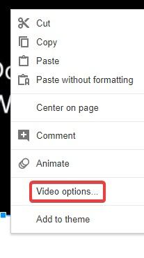 صورة لـ كيفية تضمين مقاطع الفيديو بطرق مختلفة في “العروض التقديمية من Google” | Slides-Video-Menu-Options-DzTechs