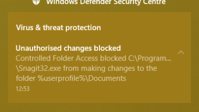 صورة لـ كيفية حماية ملفاتك ضد فيروسات الفدية من خلال ميزة التحكم في الوصول إلى المجلد في Windows 10 | controlled-folder-access-application-blocked