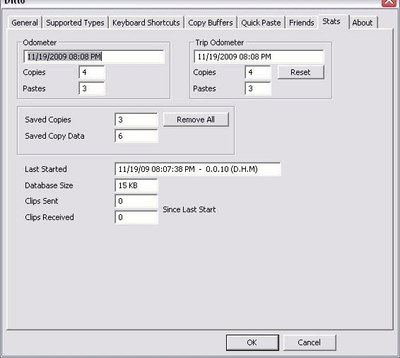 صورة لـ 6 من أفضل البرامج المجانية لإدارة الحافظة Clipboard لنظام التشغيل ويندوز | cp_ditto_stats-DzTechs