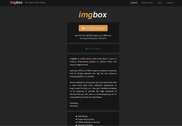 صورة لـ أفضل 10 خدمات استضافة للصور مجانا، يجب أن تجرب استضافة الصور الخاصة بك | image-hosting-09-imgbox-DzTechs
