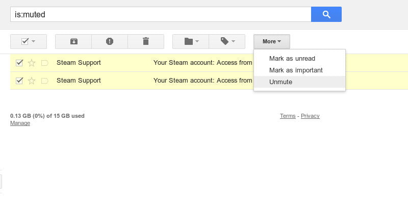 صورة لـ كيفية كتم وإلغاء تجاهل رسالة بريد إلكتروني في Gmail | gm-unmute-DzTechs