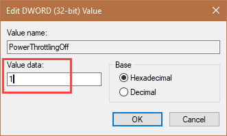 صورة لـ كيفية تعطيل خاصية Power Throttling في ويندوز 10 | power-throttling-win10-enter-value-data-DzTechs