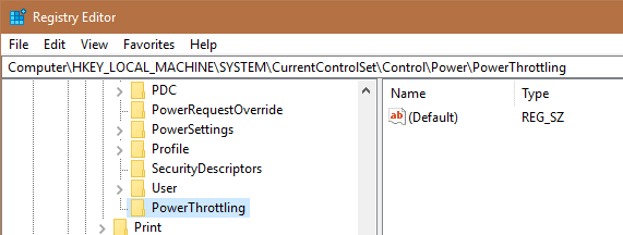 صورة لـ كيفية تعطيل خاصية Power Throttling في ويندوز 10 | power-throttling-win10-name-key-DzTechs