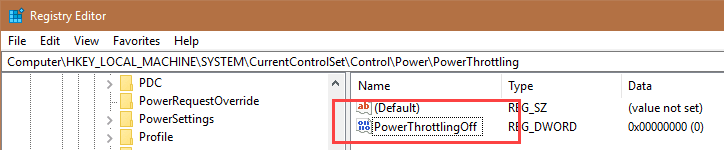 صورة لـ كيفية تعطيل خاصية Power Throttling في ويندوز 10 | power-throttling-win10-name-value-DzTechs