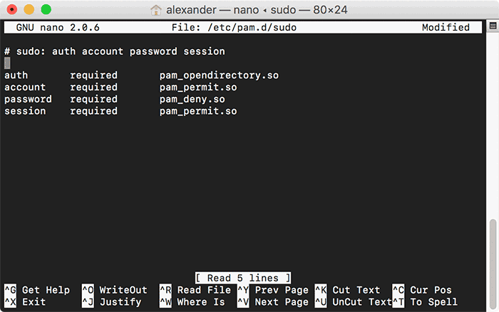 صورة لـ كيفية استخدام معرف اللمس لـ مصادقة أوامر سودو على جهاز الماك بوك | terminal-sudo-touch-id-2-DzTechs