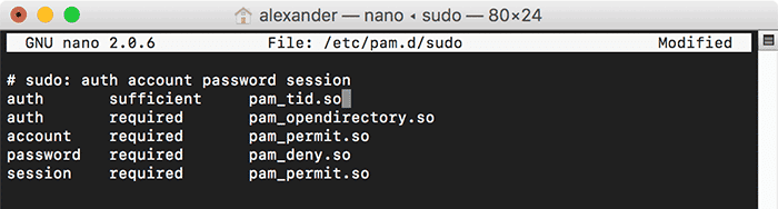 صورة لـ كيفية استخدام معرف اللمس لـ مصادقة أوامر سودو على جهاز الماك بوك | terminal-sudo-touch-id-3-DzTechs