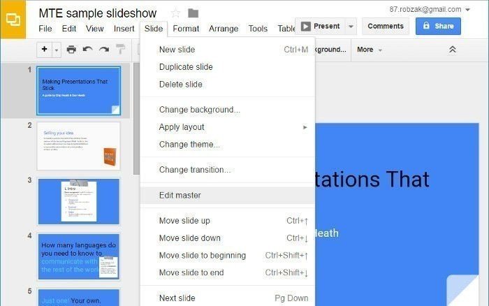 صورة لـ 5 نصائح وحيل لـ “العروض التقديمية من Google” التي تحتاج إلى تجربتها لمساعدتك للبدء | google-slides-tips-edit-master-DzTechs