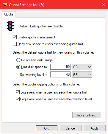 صورة لـ كيفية منع المستخدم من استخدام كل مساحة الهارد ديسك في الويندوز | win-storage-quota-limit-set-volume-quota-limit-DzTechs