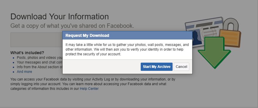 صورة لـ كيفية تنزيل جميع صورك من Facebook وجعلها على جهاز الكمبيوتر الخاص بك | facebook-photos-start-archive-DzTechs
