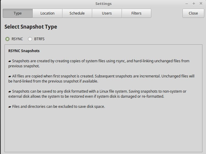 صورة لـ لماذا يجب عليك استخدام TimeShift في Linux Mint لعمل نسخة احتياطية من جهاز الكمبيوتر الخاص بك | mt-timeshift-settings-DzTechs