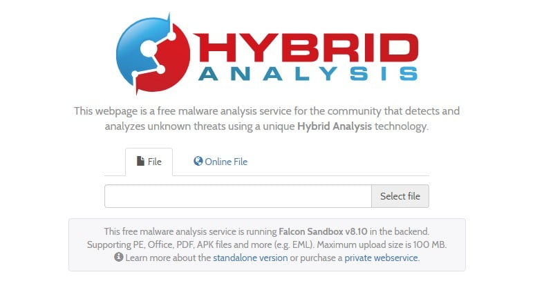 صورة لـ كيفية فحص الملفات و الروابط دون أي برامج مكافحة فيروسات مثبتة | Hybrid-Analysis-DzTechs