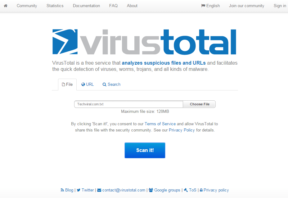 صورة لـ كيفية فحص الملفات و الروابط دون أي برامج مكافحة فيروسات مثبتة | Virustotal-2-DzTechs