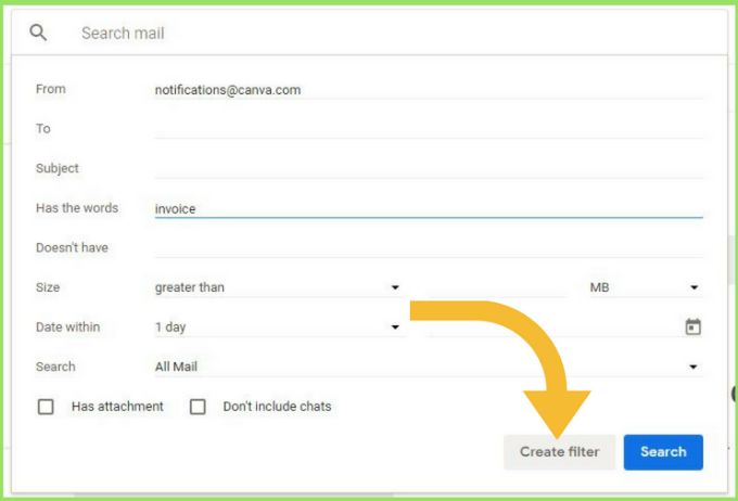 صورة لـ كيفية إضافة ترميز الألوان على Gmail لعلبة رسائل مرئية بشكل واضح | gmail-color-create-filter-button-DzTechs