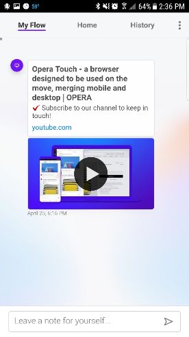 صورة لـ كيفية الحصول على أفضل المزايا الجديدة على متصفح Opera Touch | opera-touch-flow-mobile-DzTechs