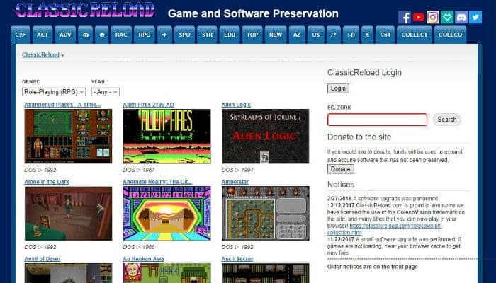صورة لـ 4 مواقع ويب كلاسيكية للتخلص من رغبة الألعاب الرجعية المفضلة لديك | retro-game-classicreload-DzTechs