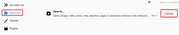 صورة لـ استخدم “حفظ في” لتنزيل الملفات إلى مجلدات متعددة في متصفحك | Save-In-Firefox-Options-DzTechs