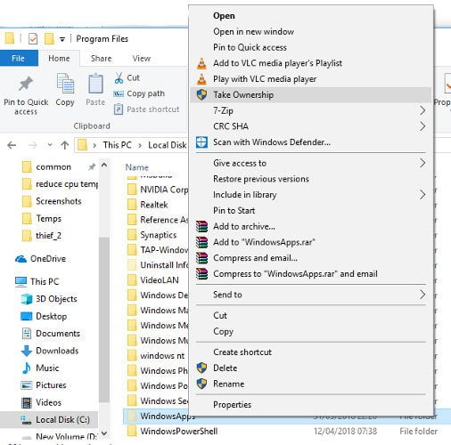 صورة لـ كيفية الحصول على إمكانية الوصول إلى مجلد WindowsApps في Windows 10 | access-windowsapps-folder-location-take-ownership-2-DzTechs