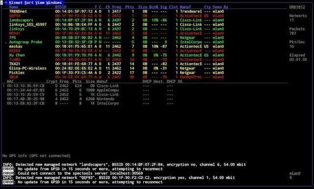 صورة لـ أفضل أدوات الاختراق و القرصنة الأخلاقية لنظام التشغيل Windows و Linux و Mac OS X | Kismet-Best-Hacking-Tools-DzTechs