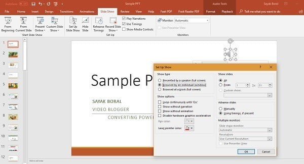 صورة لـ كيفية إنشاء فيديو Youtube احترافي باستخدام PowerPoint | Setup-Slideshow-PowerPoint2010-DzTechs