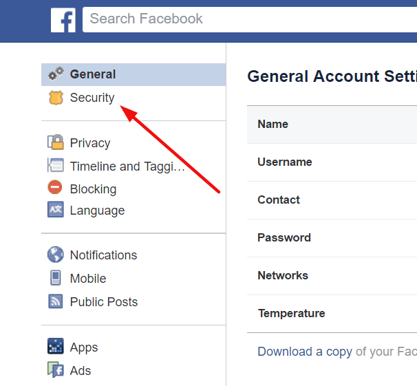 صورة لـ كيفية حذف حسابك على Facebook نهائيًا في دقيقتين (طريقة سهلة) | facebook-security-1-2-DzTechs