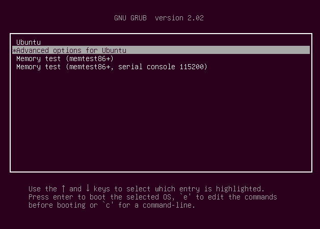 صورة لـ كيفية إعادة تعيين كلمة مرور حساب Root في لينكس | grub-advanced-options-DzTechs