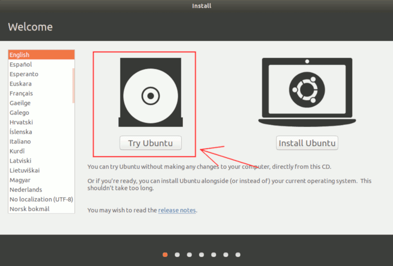 صورة لـ كيفية إعادة تعيين كلمة مرور حساب Root في لينكس | ubuntu-live-cd-try-ubuntu-DzTechs