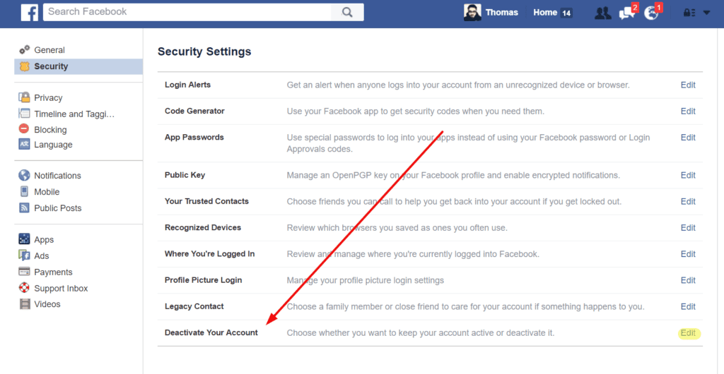 صورة لـ كيفية حذف حسابك على Facebook نهائيًا في دقيقتين (طريقة سهلة) | under-deactivate-account-click-edit-1-3-1024x530-DzTechs