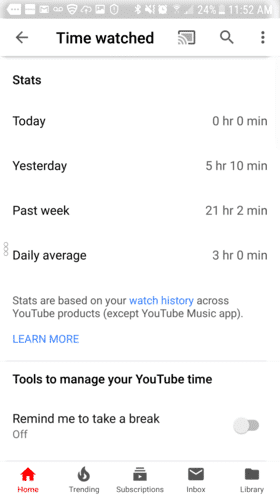 صورة لـ كيفية استخدام أداة الرفاهية الرقمية في YouTube لمراقبة الوقت الذي تقضيه على الشاشة | youtube-wellbeing-time-DzTechs