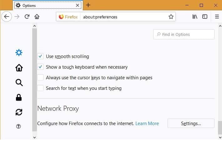 صورة لـ كيفية إصلاح خطأ رفض الخادم الوكيل الاتصال في Mozilla Firefox Quantum | Firefox-About-Preferences-DzTechs