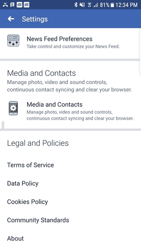 صورة لـ كيفية إجبار تطبيق Facebook على استخدام متصفح خارجي لعرض الارتباطات | facebook-browser-media-contacts-DzTechs
