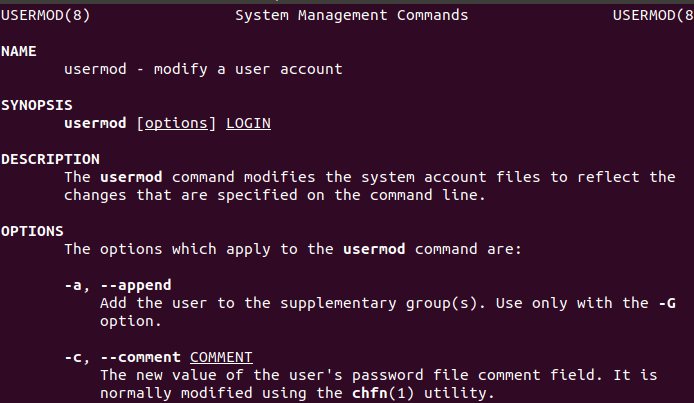 صورة لـ كيفية إدارة المستخدمين من سطر الأوامر في نظام Linux | linux-usermod-man-DzTechs