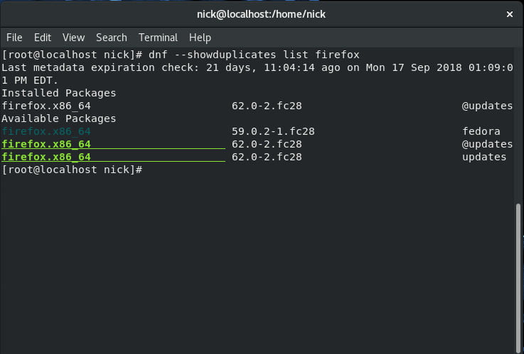 صورة لـ كيفية إعادة تثبيت نظام التشغيل Linux إلى إصدار سابق من الحزم | rollback-fed-list-DzTechs