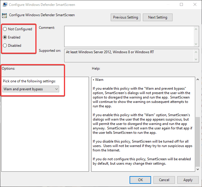 صورة لـ كيفية تعطيل عمل SmartScreen filter في نظام التشغيل Windows 10 | smartscreen-win10-policy-settings-DzTechs