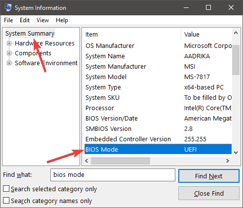 صورة لـ كيفية التمهيد في وضع UEFI مباشرة من Windows 10 | uefi-bios-win10-msinfo32-bios-mode-DzTechs