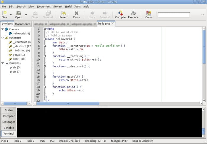صورة لـ أفضل تطبيقات تحرير النصوص المُتقدمة لنظام Linux | 5-best-text-editors-geany-DzTechs