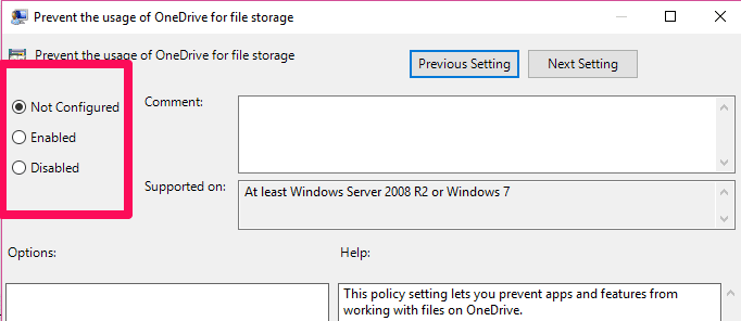 صورة لـ كيفية استعادة رمز OneDrive المفقود على شريط المهام في Windows 10 | OneDrive-Taskbar-policy-settings-DzTechs