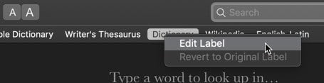 صورة لـ تخصيص تطبيق القاموس على نظام macOS | customize-dictionary-app-macos-edit-label-DzTechs