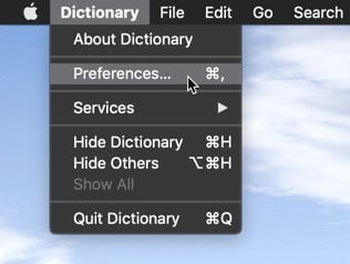 صورة لـ تخصيص تطبيق القاموس على نظام macOS | customize-dictionary-app-macos-open-dictionary-preferences-DzTechs