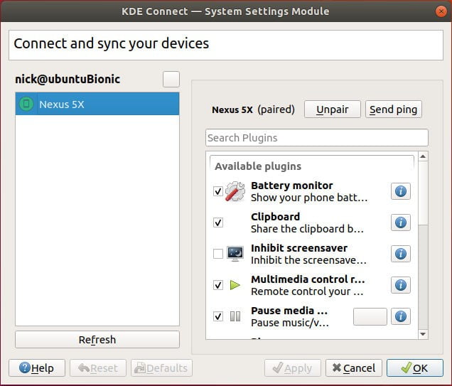 صورة لـ كيفية التحكم عن بعد بجهاز Ubuntu من هاتف Android | kde-connect-paired-settings-DzTechs