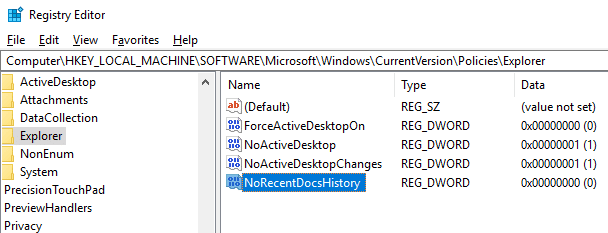 صورة لـ كيفية تعطيل عرض العناصر الحديثة والأماكن الأكثر شيوعًا في نظام التشغيل Windows 10 | recent-items-win10-create-value-DzTechs