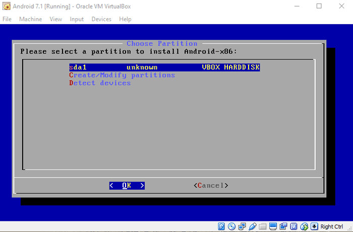 صورة لـ الدليل الكامل لتشغيل Android باستخدام VirtualBox | run-android-in-virtualbox-select-created-partition-DzTechs