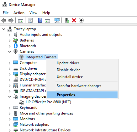 صورة لـ كيف يمكن اصلاح عدم عمل كاميرا ويب على Windows 10 | webcam-troubleshooting-camera-properties-DzTechs
