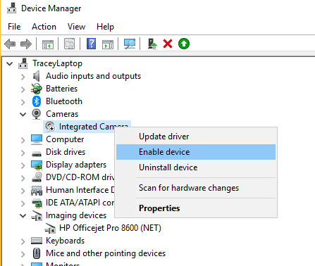 صورة لـ كيف يمكن اصلاح عدم عمل كاميرا ويب على Windows 10 | webcam-troubleshooting-enable-device-DzTechs